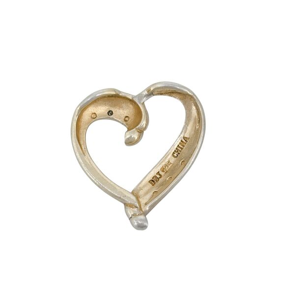 Vintage DBJ Sterling Silver 925 Gold-Plated Open Heart Diamond Pendant - Picture 4 of 6